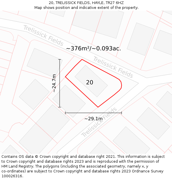 20, TRELISSICK FIELDS, HAYLE, TR27 6HZ: Plot and title map