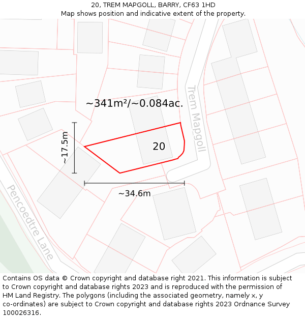 20, TREM MAPGOLL, BARRY, CF63 1HD: Plot and title map