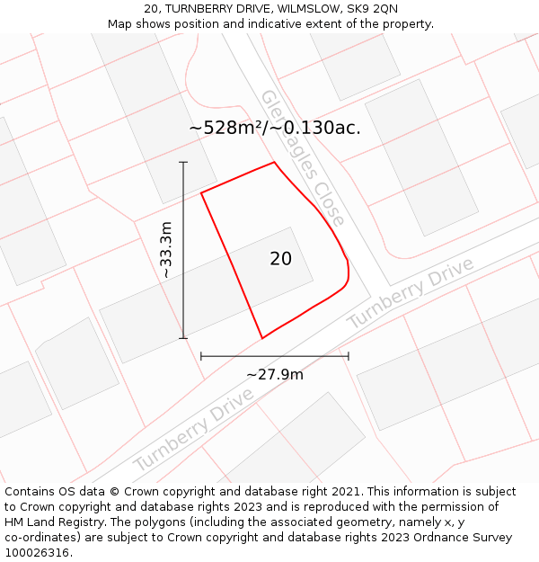 20, TURNBERRY DRIVE, WILMSLOW, SK9 2QN: Plot and title map