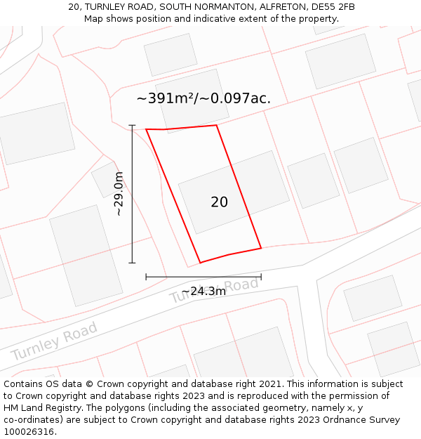 20, TURNLEY ROAD, SOUTH NORMANTON, ALFRETON, DE55 2FB: Plot and title map