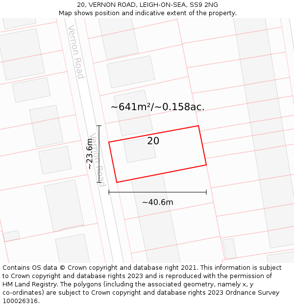 20, VERNON ROAD, LEIGH-ON-SEA, SS9 2NG: Plot and title map