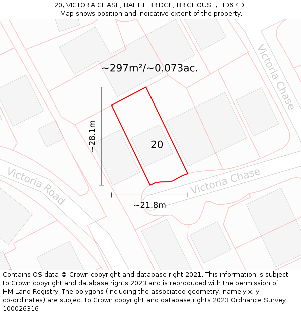 20, VICTORIA CHASE, BAILIFF BRIDGE, BRIGHOUSE, HD6 4DE: Plot and title map