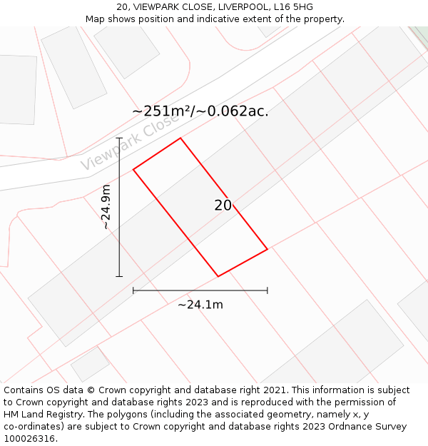 20, VIEWPARK CLOSE, LIVERPOOL, L16 5HG: Plot and title map