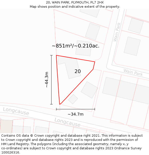 20, WAIN PARK, PLYMOUTH, PL7 2HX: Plot and title map