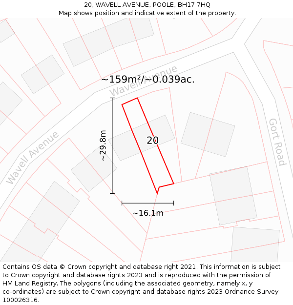 20, WAVELL AVENUE, POOLE, BH17 7HQ: Plot and title map