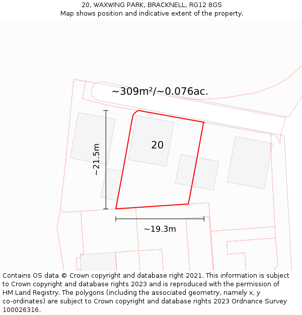 20, WAXWING PARK, BRACKNELL, RG12 8GS: Plot and title map