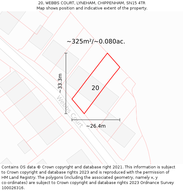 20, WEBBS COURT, LYNEHAM, CHIPPENHAM, SN15 4TR: Plot and title map