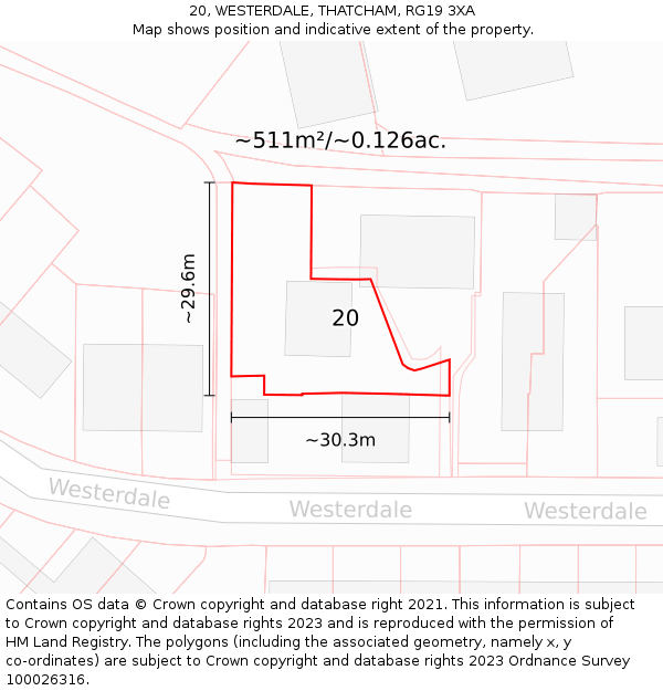 20, WESTERDALE, THATCHAM, RG19 3XA: Plot and title map