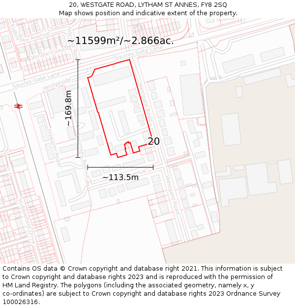 20, WESTGATE ROAD, LYTHAM ST ANNES, FY8 2SQ: Plot and title map