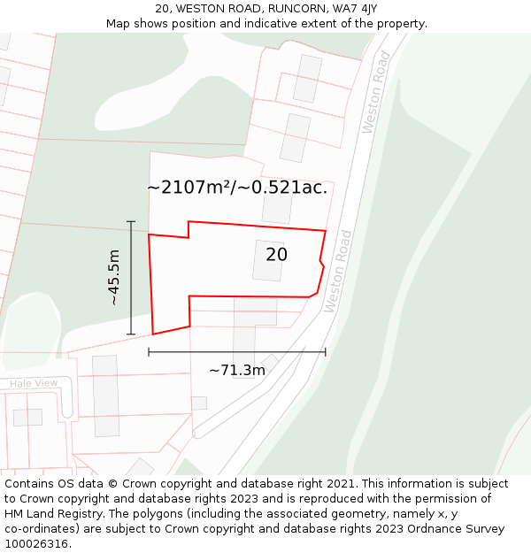 20, WESTON ROAD, RUNCORN, WA7 4JY: Plot and title map