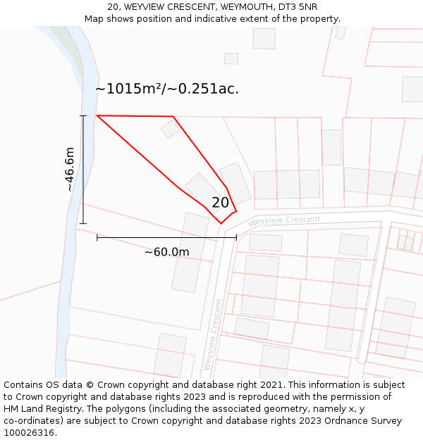 20, WEYVIEW CRESCENT, WEYMOUTH, DT3 5NR: Plot and title map