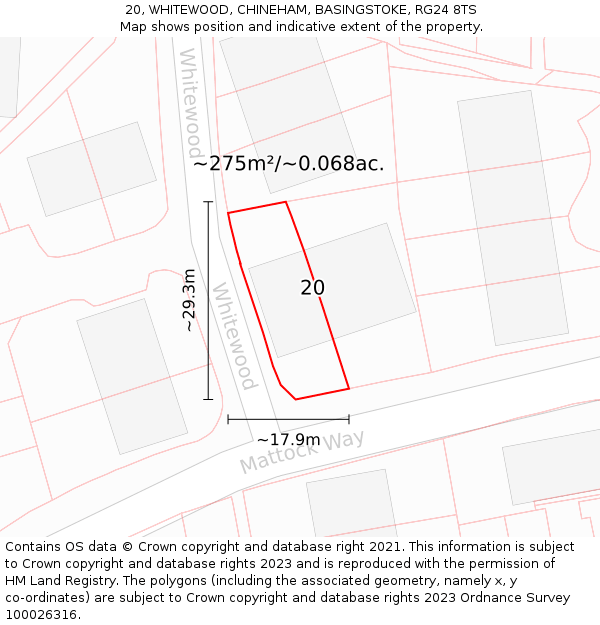 20, WHITEWOOD, CHINEHAM, BASINGSTOKE, RG24 8TS: Plot and title map