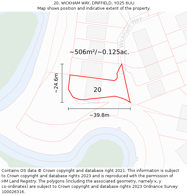 20, WICKHAM WAY, DRIFFIELD, YO25 6UU: Plot and title map