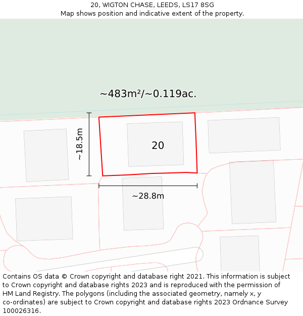 20, WIGTON CHASE, LEEDS, LS17 8SG: Plot and title map