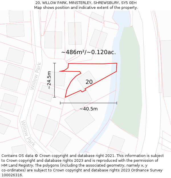 20, WILLOW PARK, MINSTERLEY, SHREWSBURY, SY5 0EH: Plot and title map