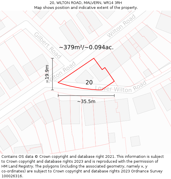 20, WILTON ROAD, MALVERN, WR14 3RH: Plot and title map