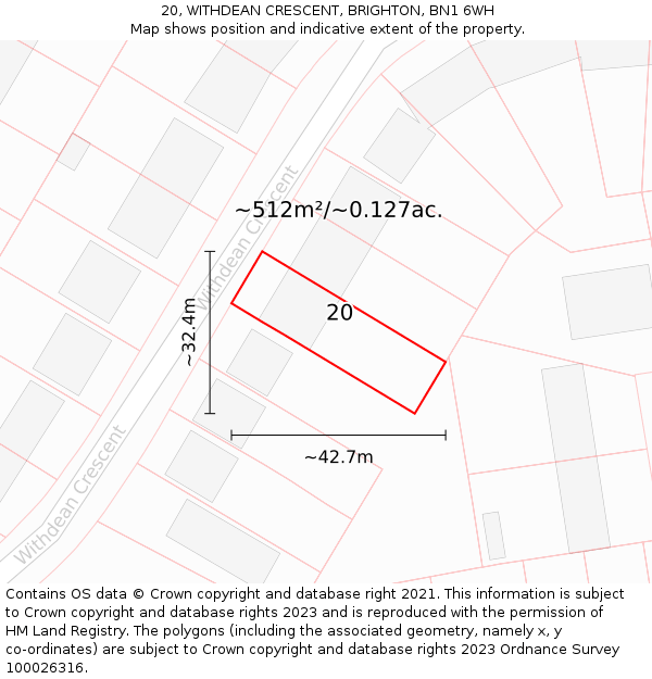 20, WITHDEAN CRESCENT, BRIGHTON, BN1 6WH: Plot and title map