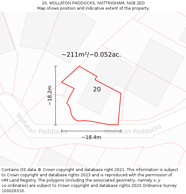 20, WOLLATON PADDOCKS, NOTTINGHAM, NG8 2ED: Plot and title map