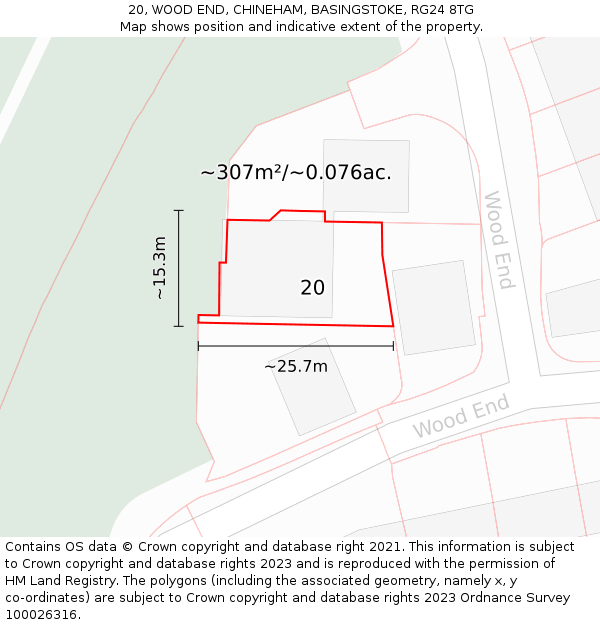 20, WOOD END, CHINEHAM, BASINGSTOKE, RG24 8TG: Plot and title map