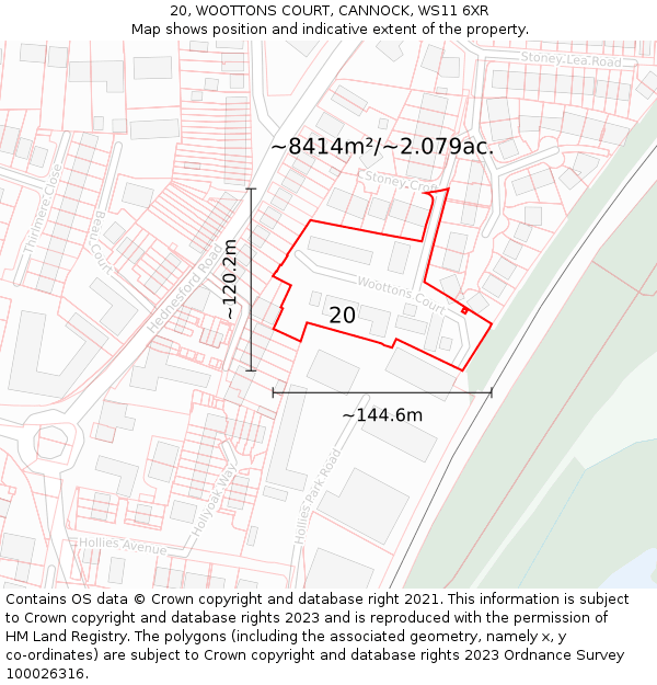 20, WOOTTONS COURT, CANNOCK, WS11 6XR: Plot and title map