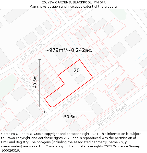 20, YEW GARDENS, BLACKPOOL, FY4 5FR: Plot and title map