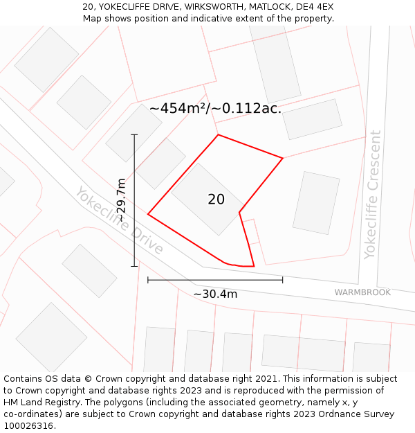 20, YOKECLIFFE DRIVE, WIRKSWORTH, MATLOCK, DE4 4EX: Plot and title map