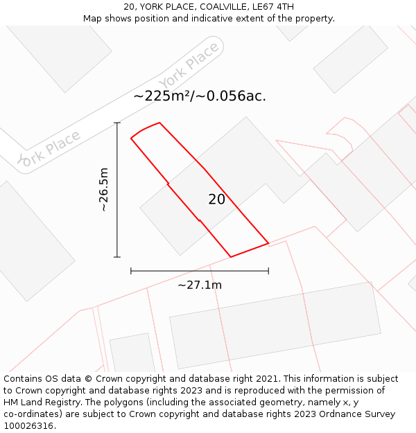 20, YORK PLACE, COALVILLE, LE67 4TH: Plot and title map