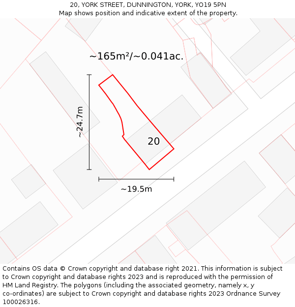 20, YORK STREET, DUNNINGTON, YORK, YO19 5PN: Plot and title map