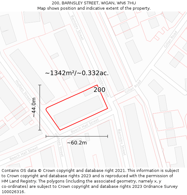 200, BARNSLEY STREET, WIGAN, WN6 7HU: Plot and title map