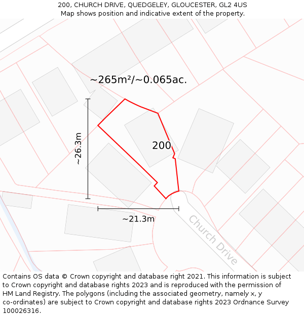 200, CHURCH DRIVE, QUEDGELEY, GLOUCESTER, GL2 4US: Plot and title map