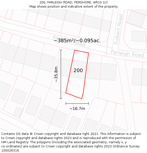 200, FARLEIGH ROAD, PERSHORE, WR10 1LY: Plot and title map