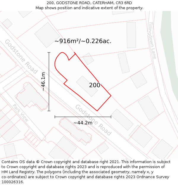 200, GODSTONE ROAD, CATERHAM, CR3 6RD: Plot and title map