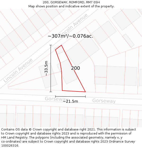 200, GORSEWAY, ROMFORD, RM7 0SH: Plot and title map