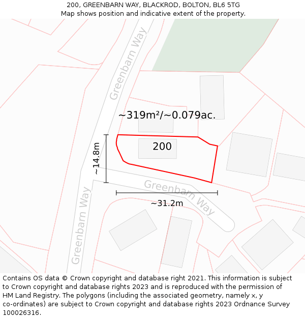 200, GREENBARN WAY, BLACKROD, BOLTON, BL6 5TG: Plot and title map