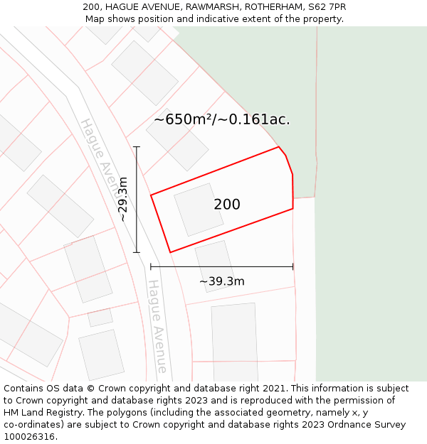 200, HAGUE AVENUE, RAWMARSH, ROTHERHAM, S62 7PR: Plot and title map