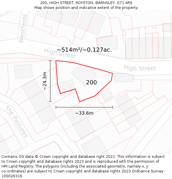 200, HIGH STREET, ROYSTON, BARNSLEY, S71 4RS: Plot and title map