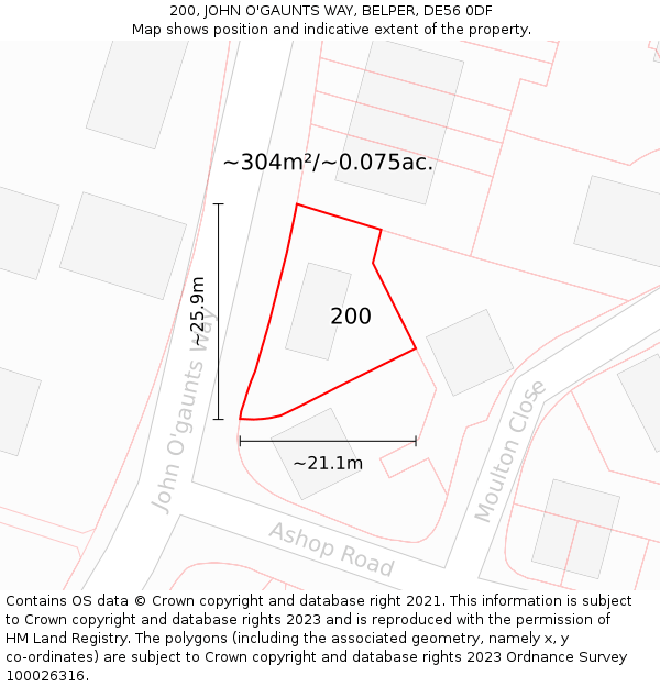 200, JOHN O'GAUNTS WAY, BELPER, DE56 0DF: Plot and title map