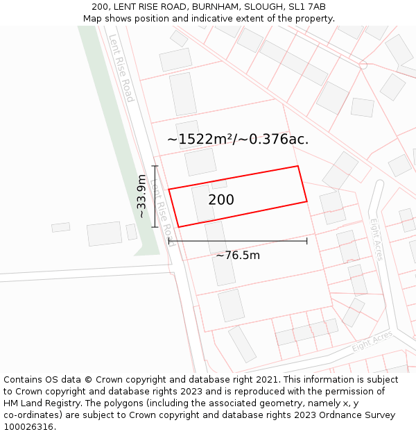 200, LENT RISE ROAD, BURNHAM, SLOUGH, SL1 7AB: Plot and title map