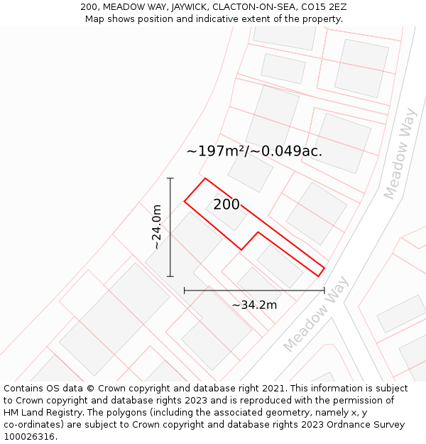 200, MEADOW WAY, JAYWICK, CLACTON-ON-SEA, CO15 2EZ: Plot and title map