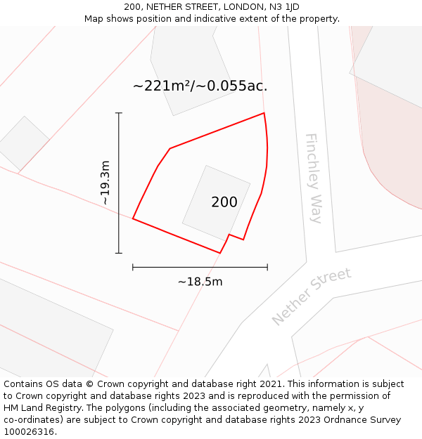 200, NETHER STREET, LONDON, N3 1JD: Plot and title map