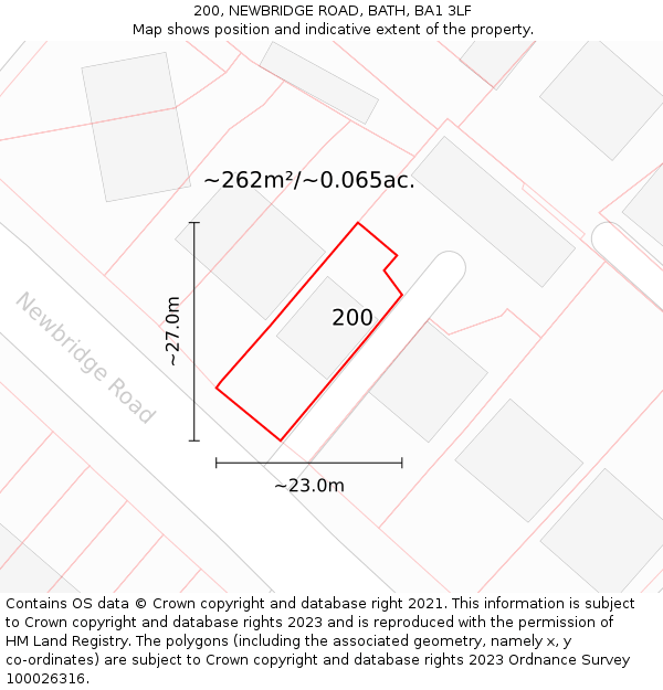 200, NEWBRIDGE ROAD, BATH, BA1 3LF: Plot and title map