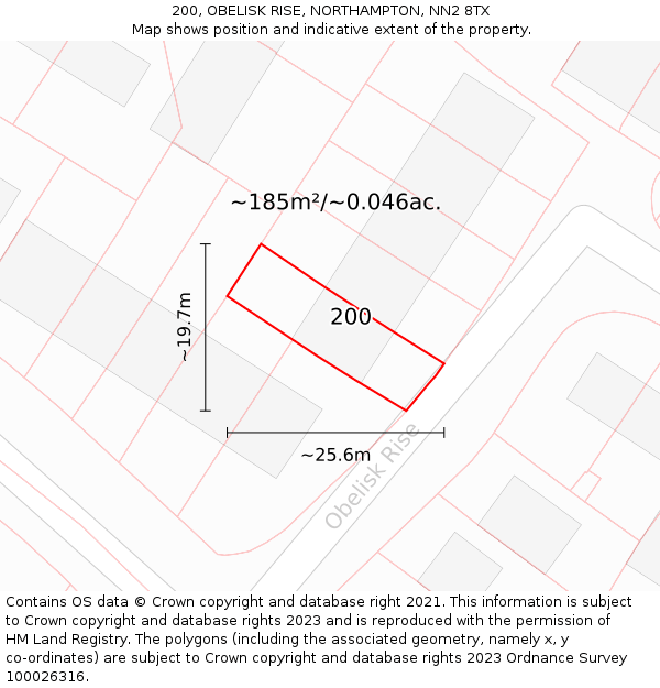 200, OBELISK RISE, NORTHAMPTON, NN2 8TX: Plot and title map