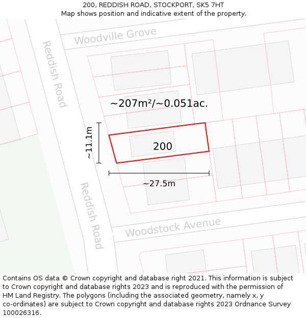 200, REDDISH ROAD, STOCKPORT, SK5 7HT: Plot and title map