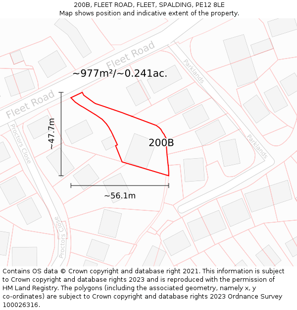 200B, FLEET ROAD, FLEET, SPALDING, PE12 8LE: Plot and title map