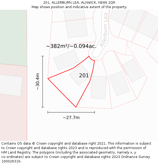 201, ALLERBURN LEA, ALNWICK, NE66 2QR: Plot and title map