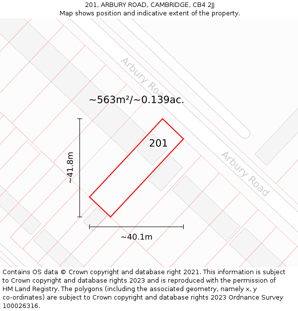 201, ARBURY ROAD, CAMBRIDGE, CB4 2JJ: Plot and title map