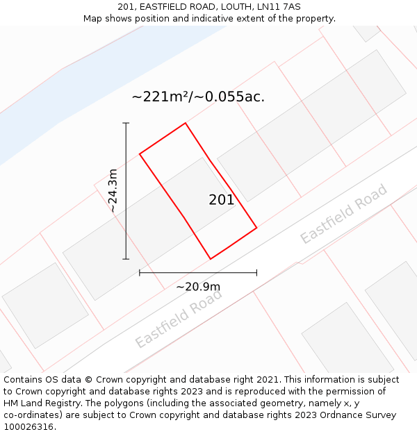 201, EASTFIELD ROAD, LOUTH, LN11 7AS: Plot and title map