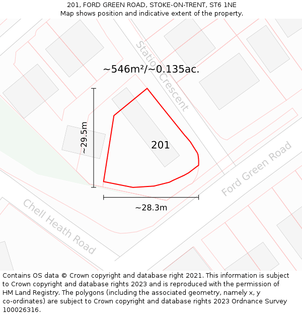 201, FORD GREEN ROAD, STOKE-ON-TRENT, ST6 1NE: Plot and title map