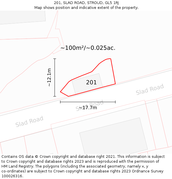 201, SLAD ROAD, STROUD, GL5 1RJ: Plot and title map