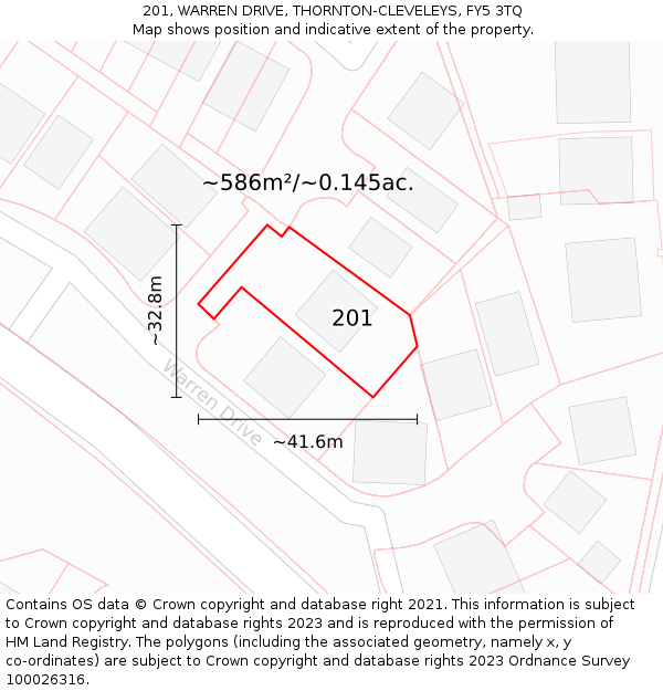 201, WARREN DRIVE, THORNTON-CLEVELEYS, FY5 3TQ: Plot and title map